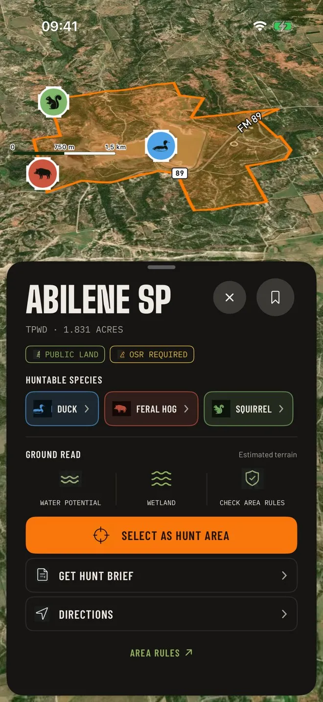 Huntrail — Public land, offline
